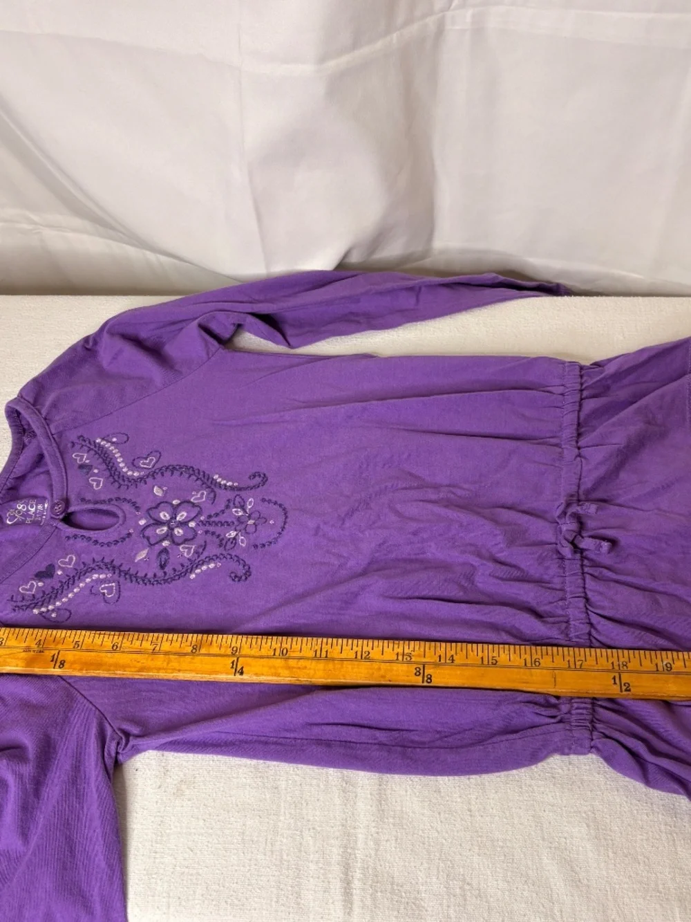 Justice Girls Purple Lace/Sequins Babydoll Sparkly Top Size 10 Y2K